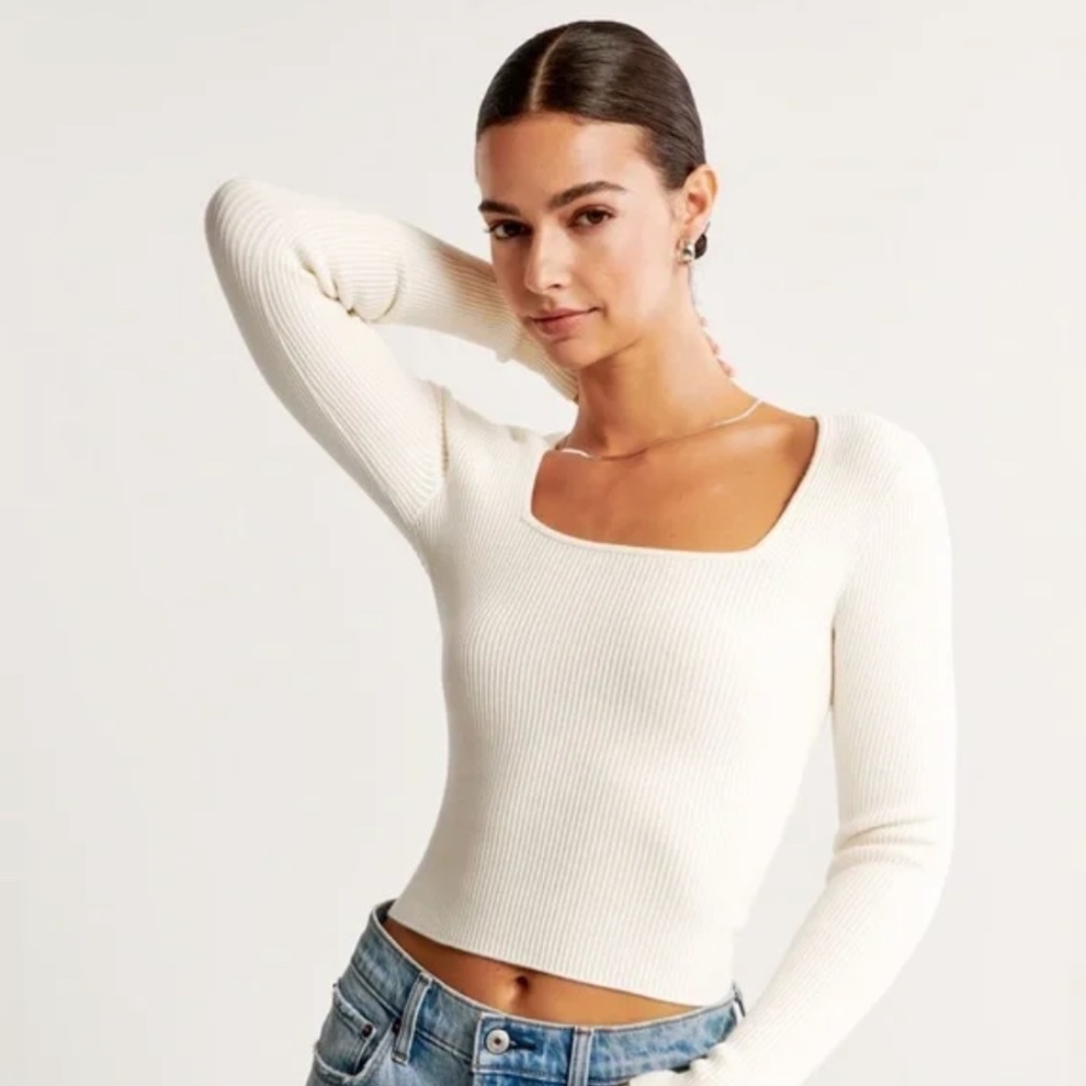 Abercrombie & Fitch Square Neck Ribbed Sweater Top – Size M